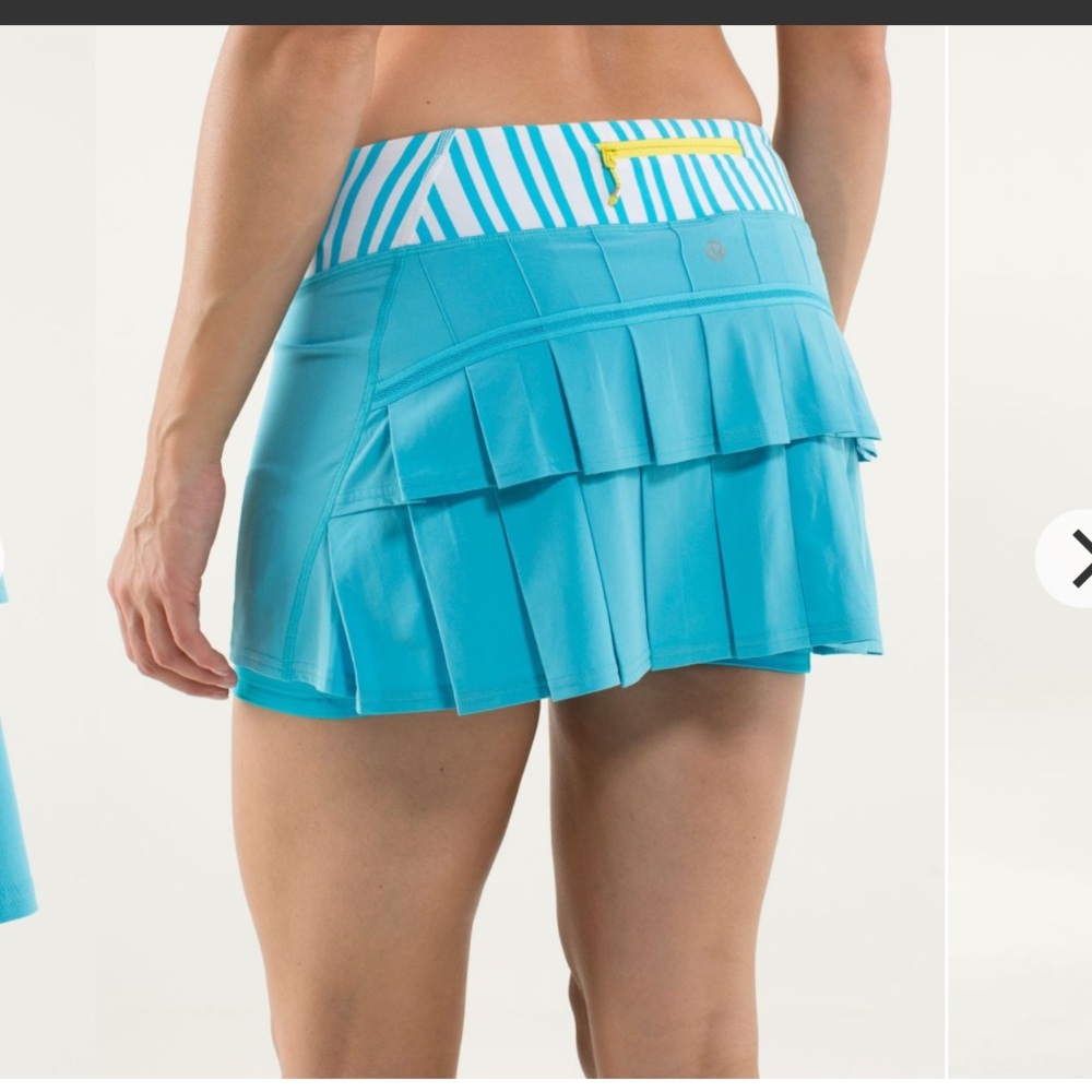 Lululemon sz 8 Spry Blue Twin Stripe Pace Setter tennis running Skirt skort